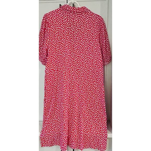 Boden Button Jersey Mini Tea Dress size 18R In Jalapeno Red, Peony Stamp - Picture 9 of 9